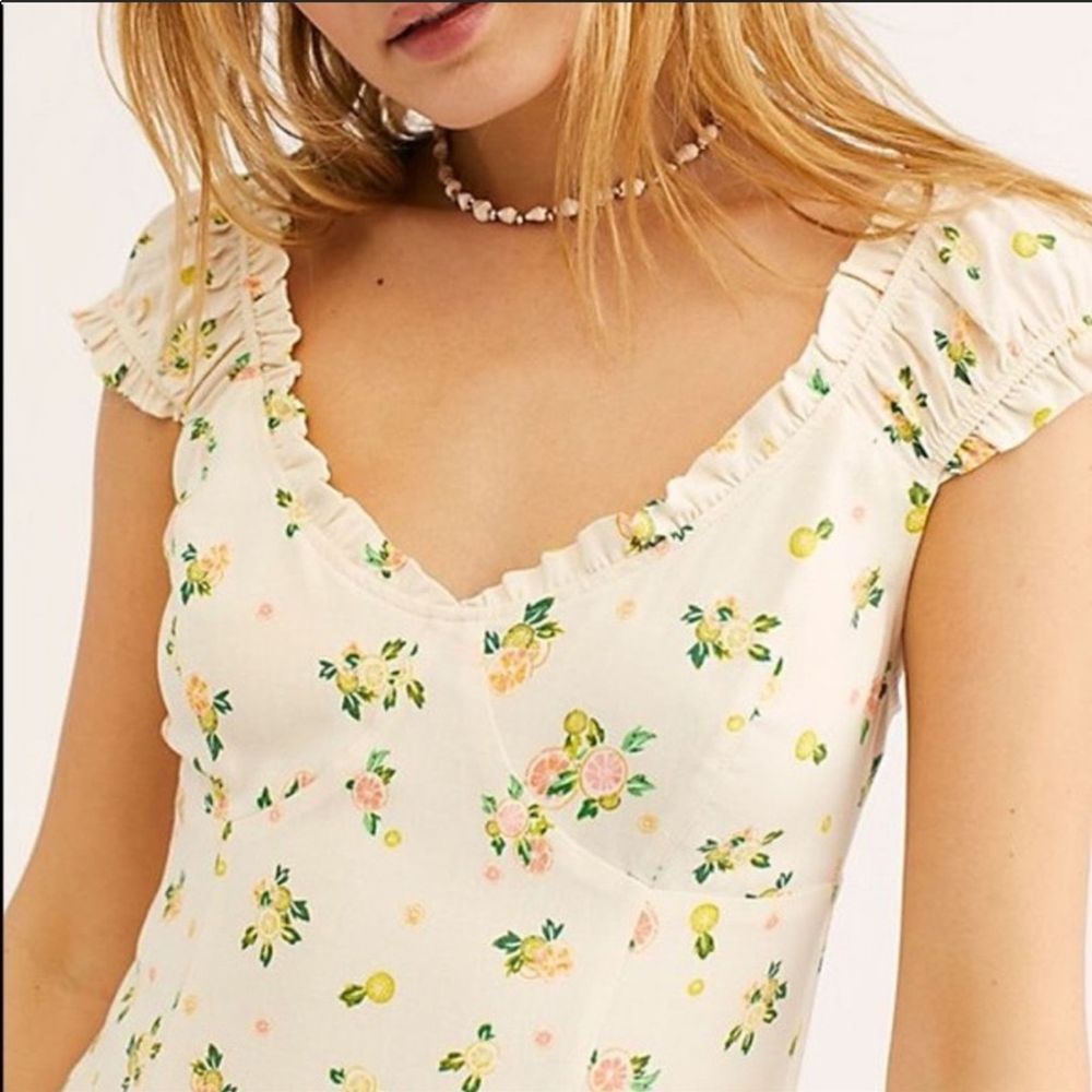 Free People Like A Lady Ruffle Mini Dress Ivory XS - Picture 5 of 7